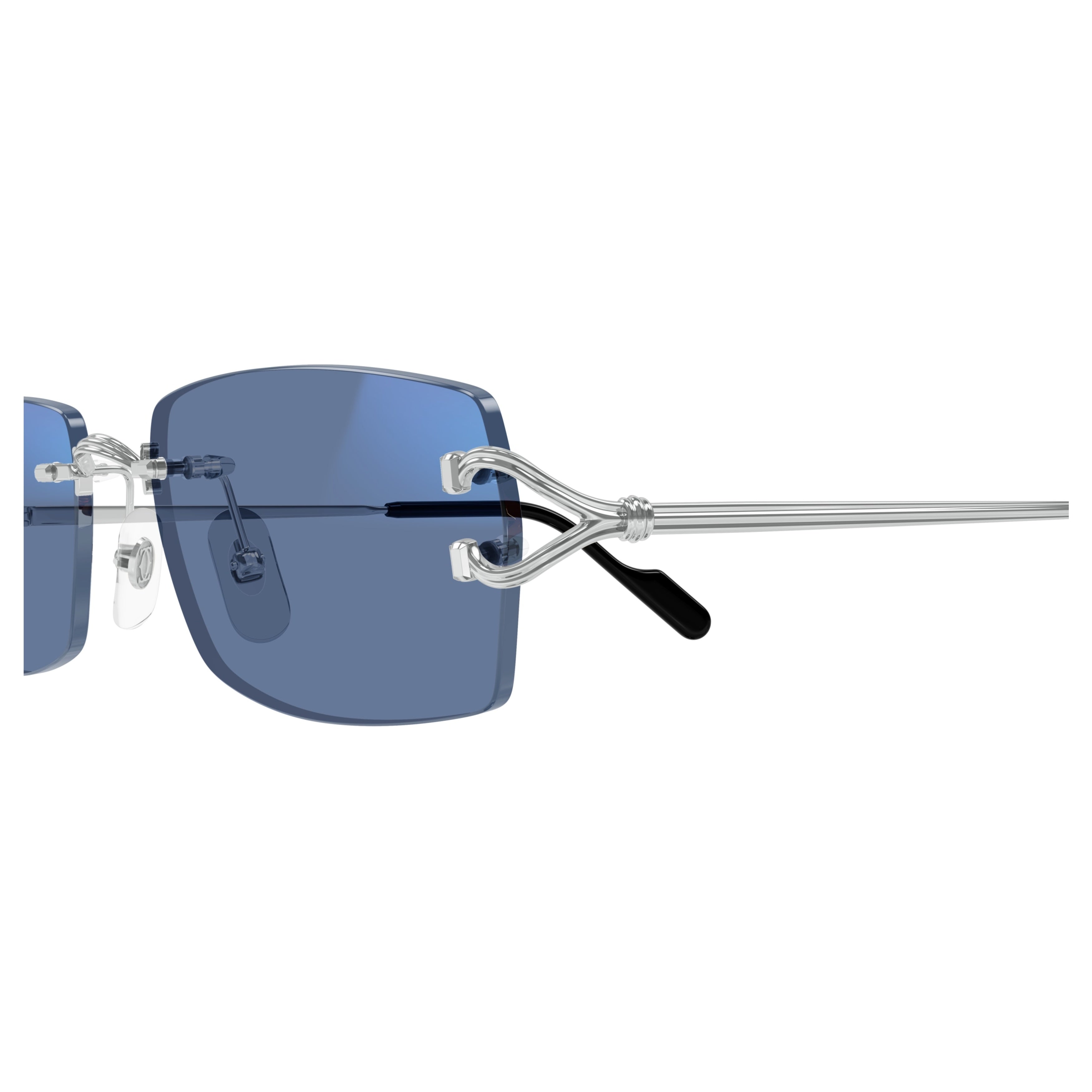 Rectangular Rimless Eyeglasses With Distinctive Curved Temples
