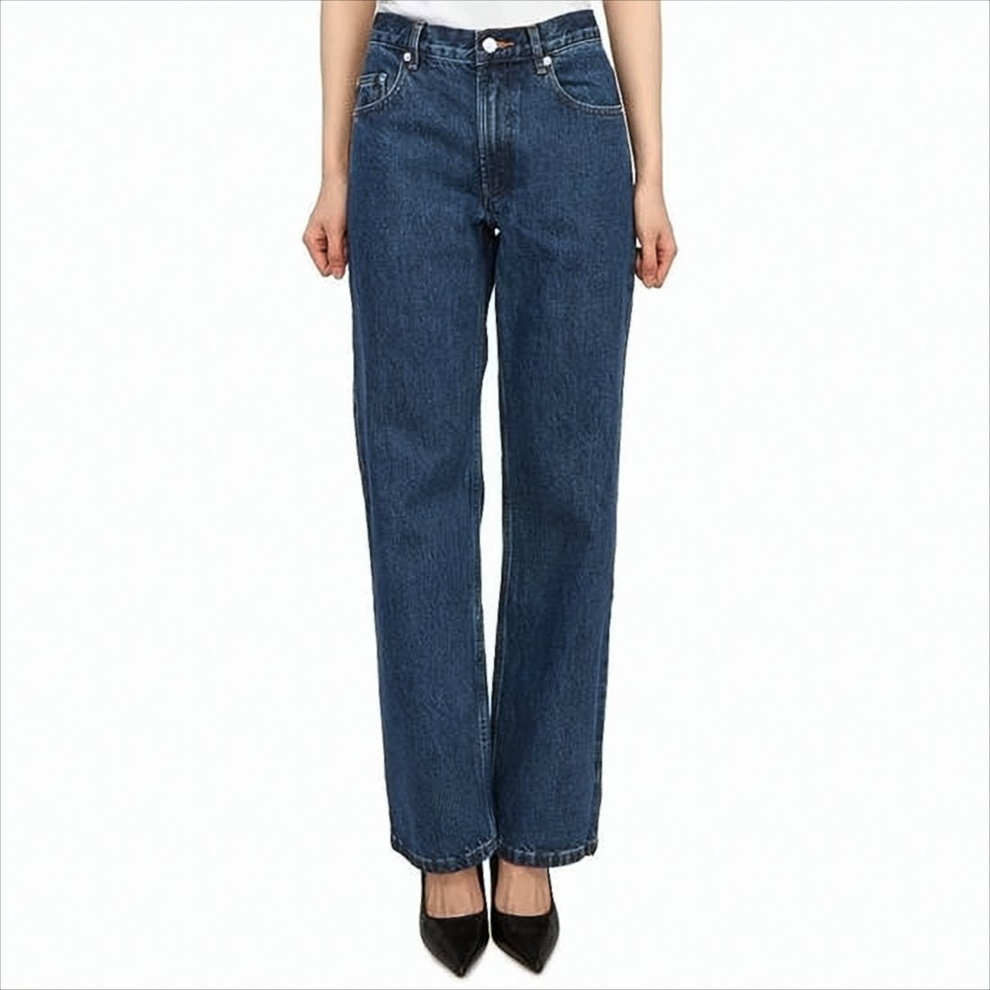 Straight-Leg Denim Pants with Mid-Rise