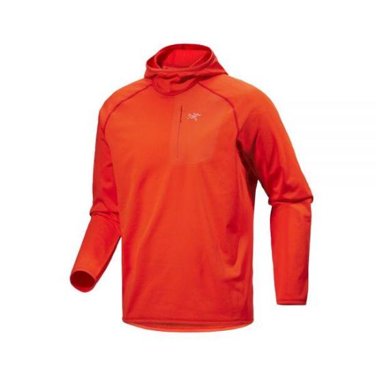 Fitted Orange Activewear Jacket With Hood And Zippered Pocket