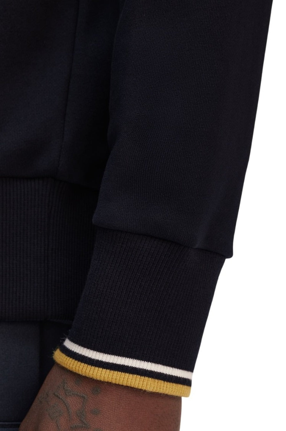 Regular Fit Black Hoodie With Ribbed Edges