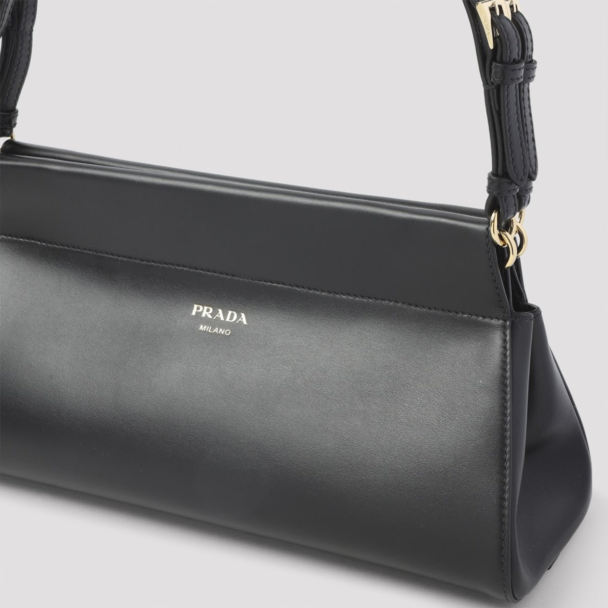 Rectangular Black Calf Leather Handbag