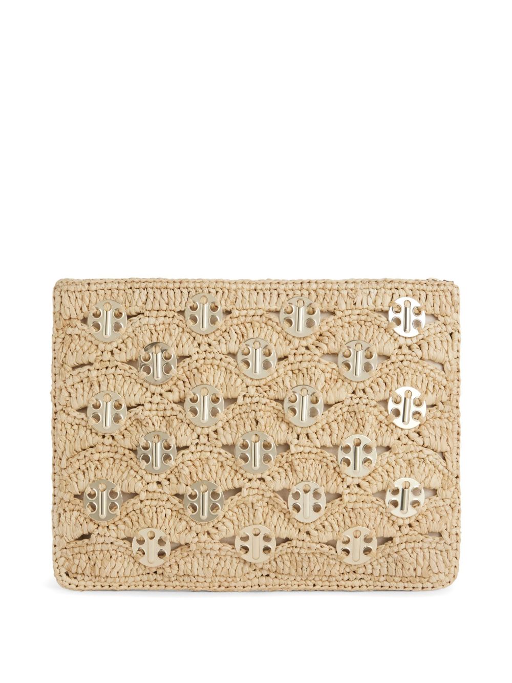 Beige Leather Clutch with Cotton Lining