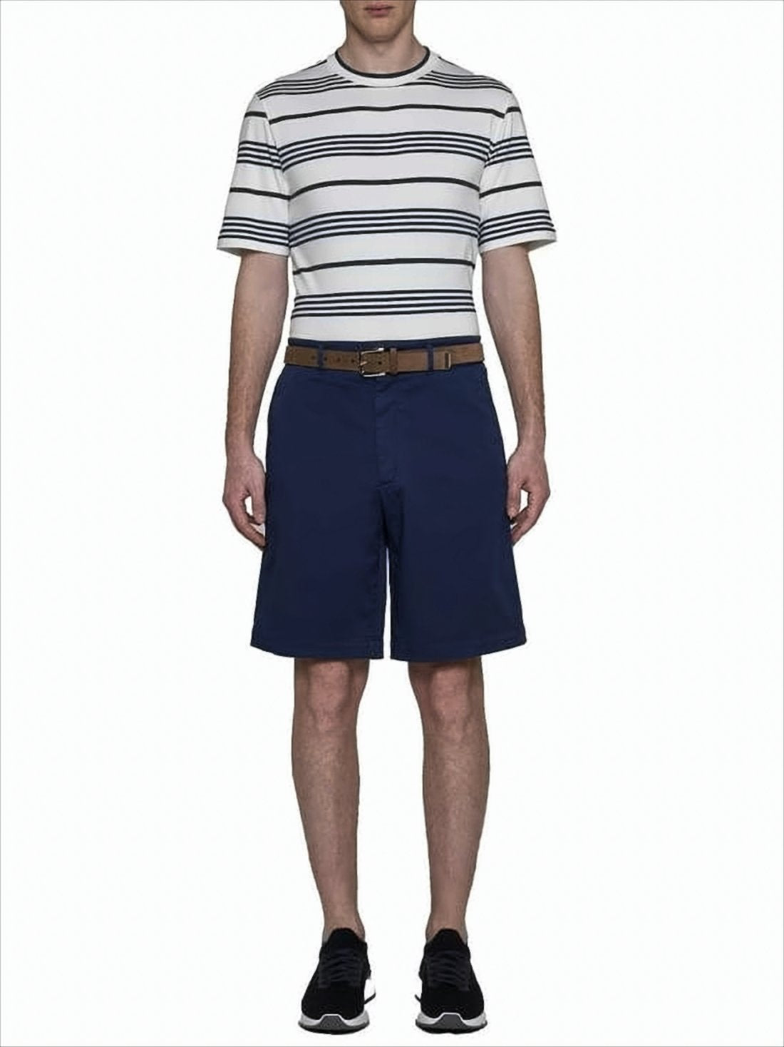 Tailored Blue Shorts with Flat Front