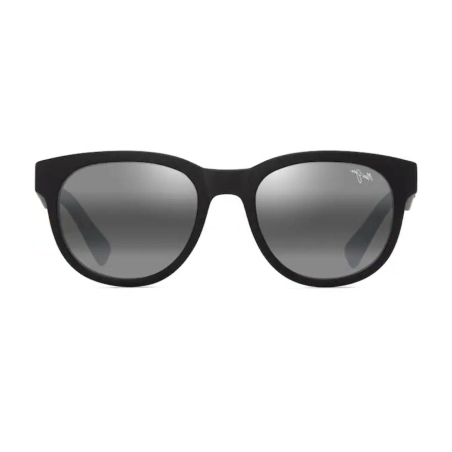 Maoli Matte Black Rounded Frame Sunglasses with Gradient Grey Lenses