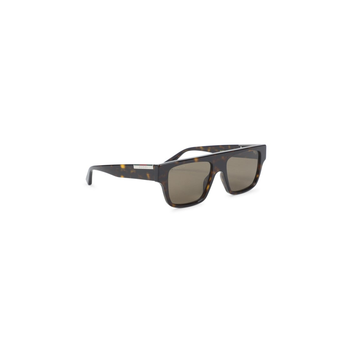 Rectangular Tortoiseshell Acetate Sunglasses With Metallic Accents