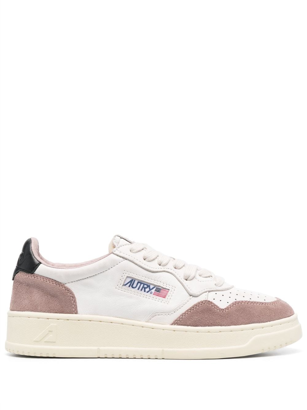 White and Brown Calf Leather and Goat Suede Sneakers