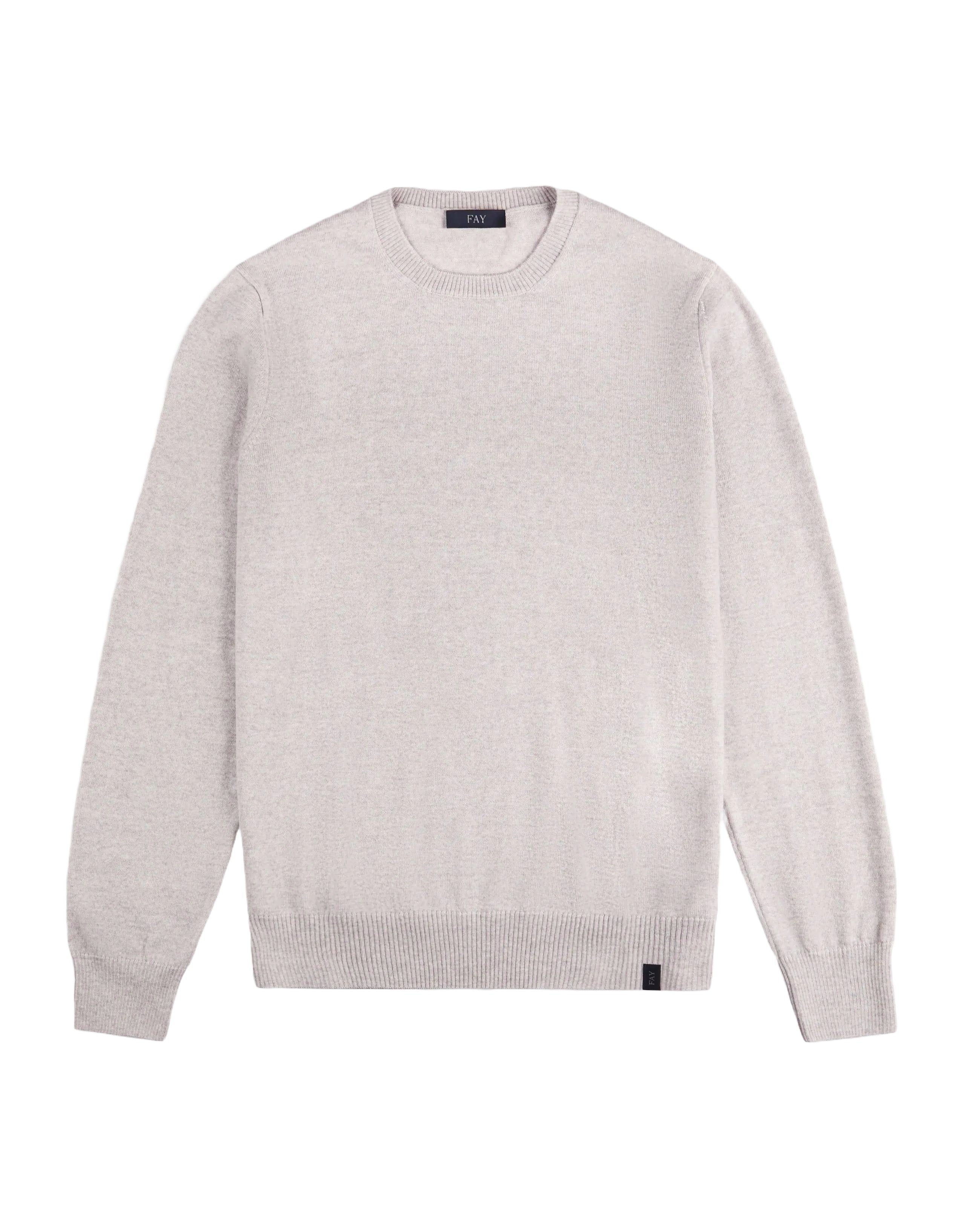 Classic Crew Neck Sweater In Soft Grey Wool
