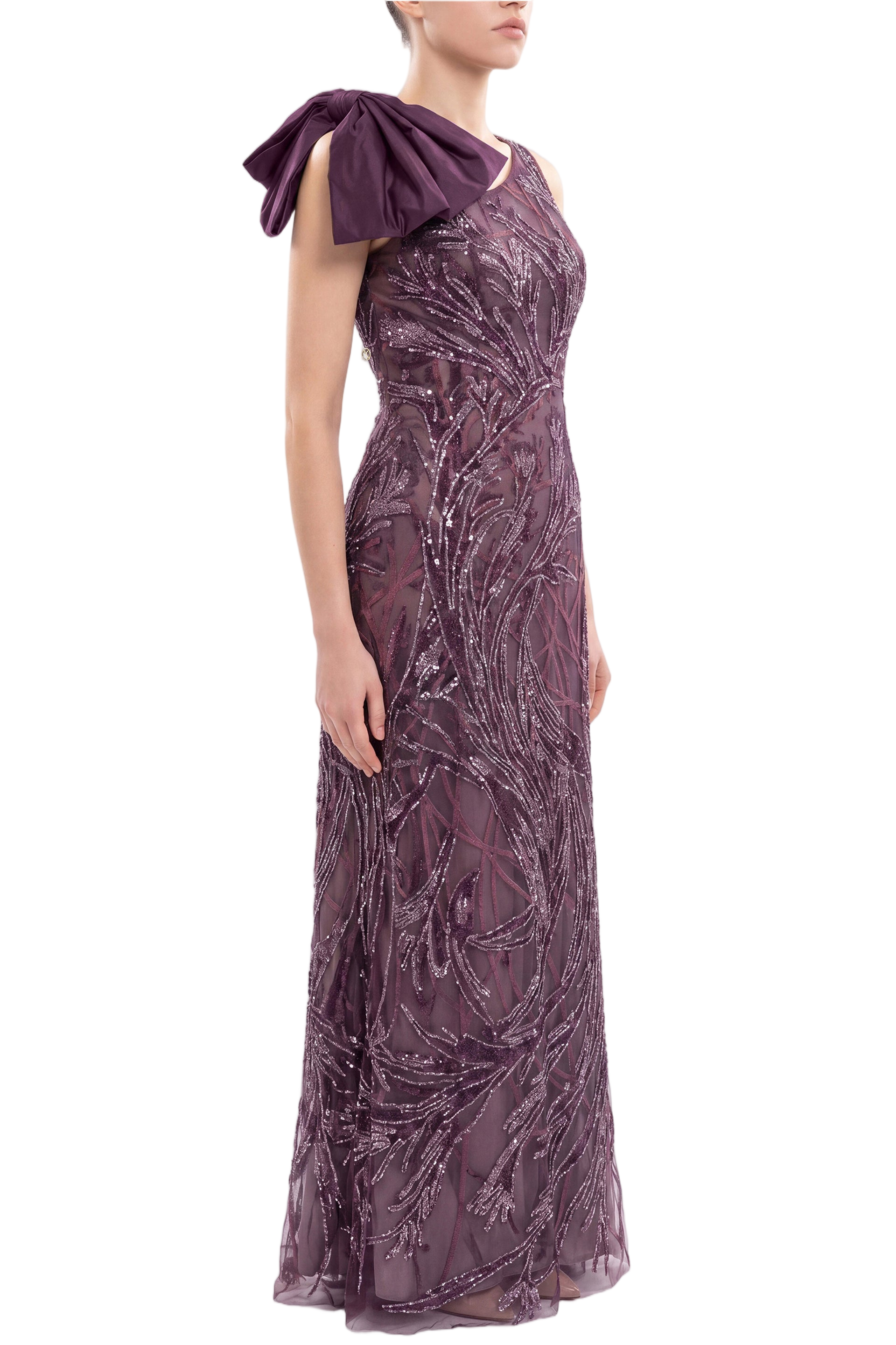 Asymmetrical Embroidered Dress With Bow