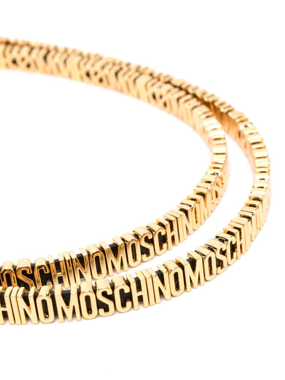 Gold-Embellished Logo Lettering Leather Belt