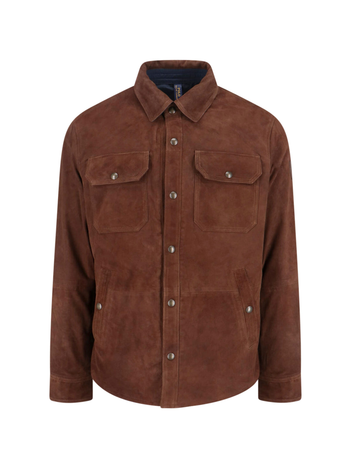Structured Brown Jacket with Front Zipper Closure