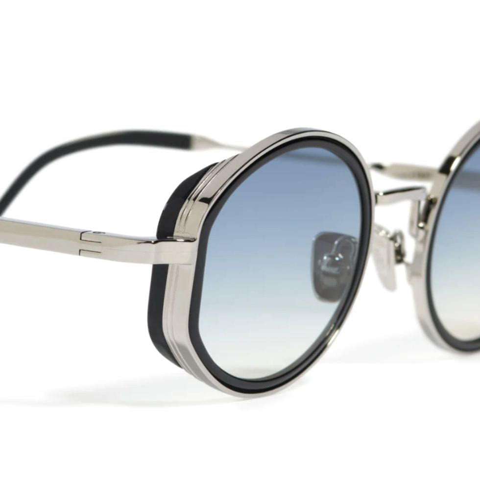 Jared Round Gradient Tint Sunglasses with Metallic Silver Frames