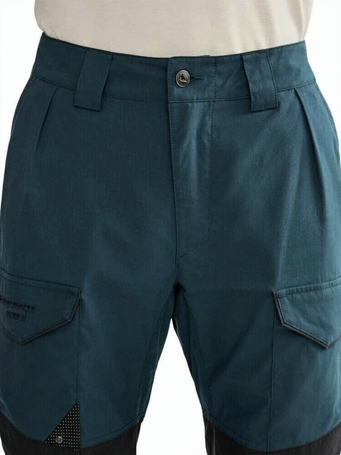 Two-Tone Straight Pants with Reinforced Panels