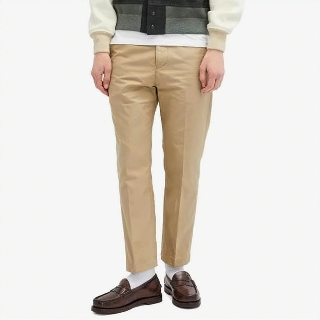 Pressed-Crease Brown Tailored Straight Pants