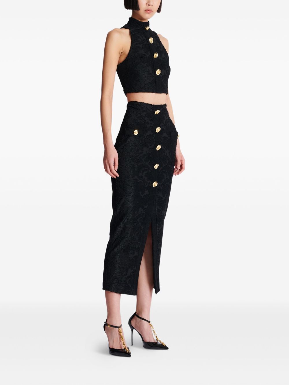 Baroque Pattern Midi Skirt