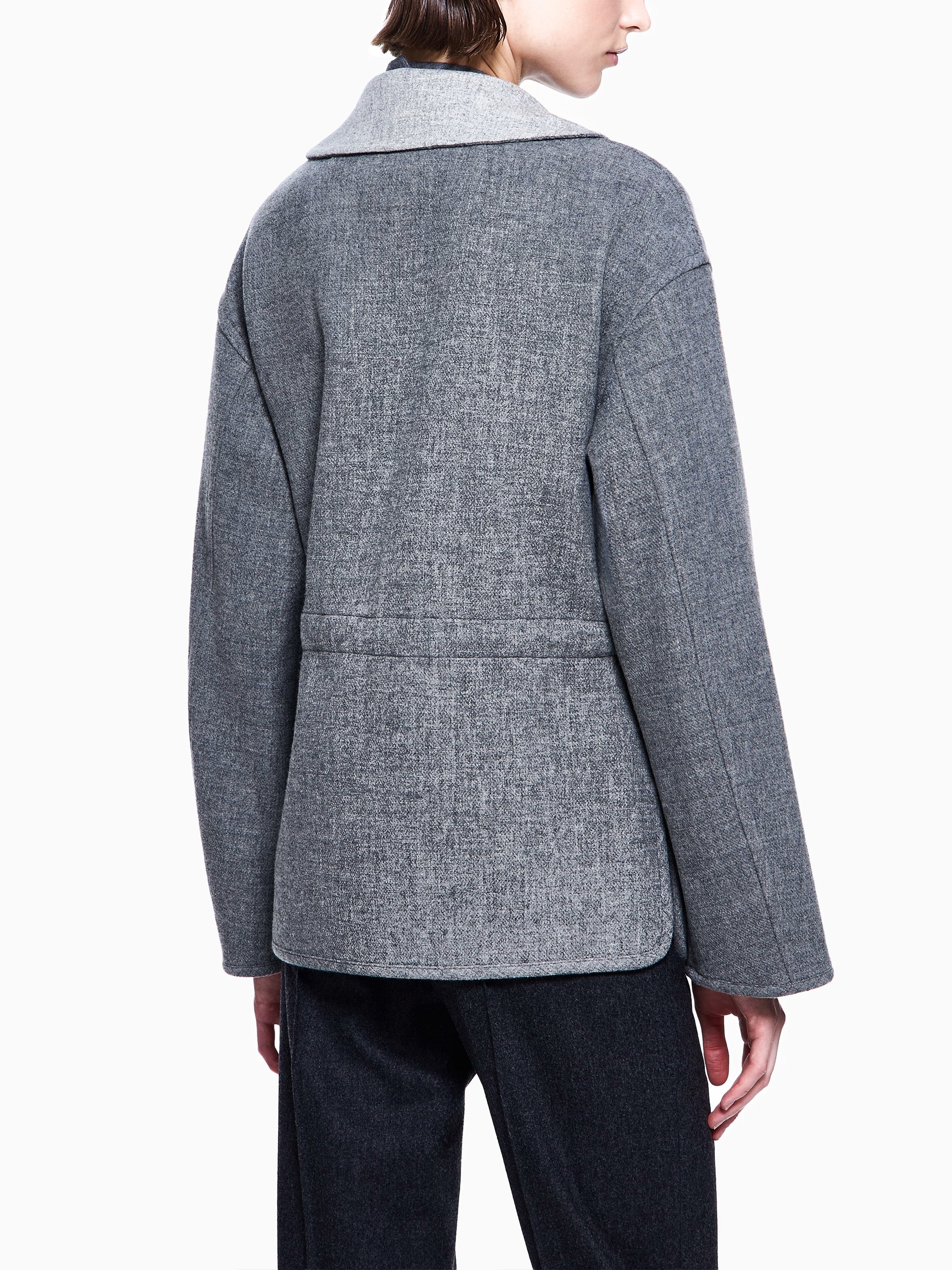 Textured Grey Wool Relaxed Fit Blazer