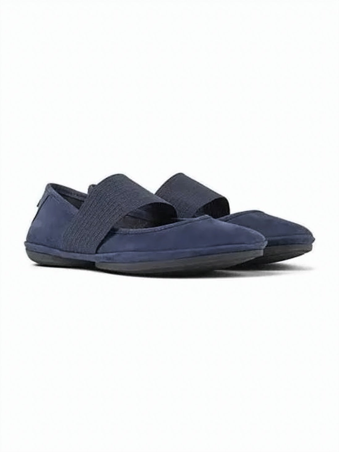 Sleek Blue Flat Shoes With Elastic Instep Strap
