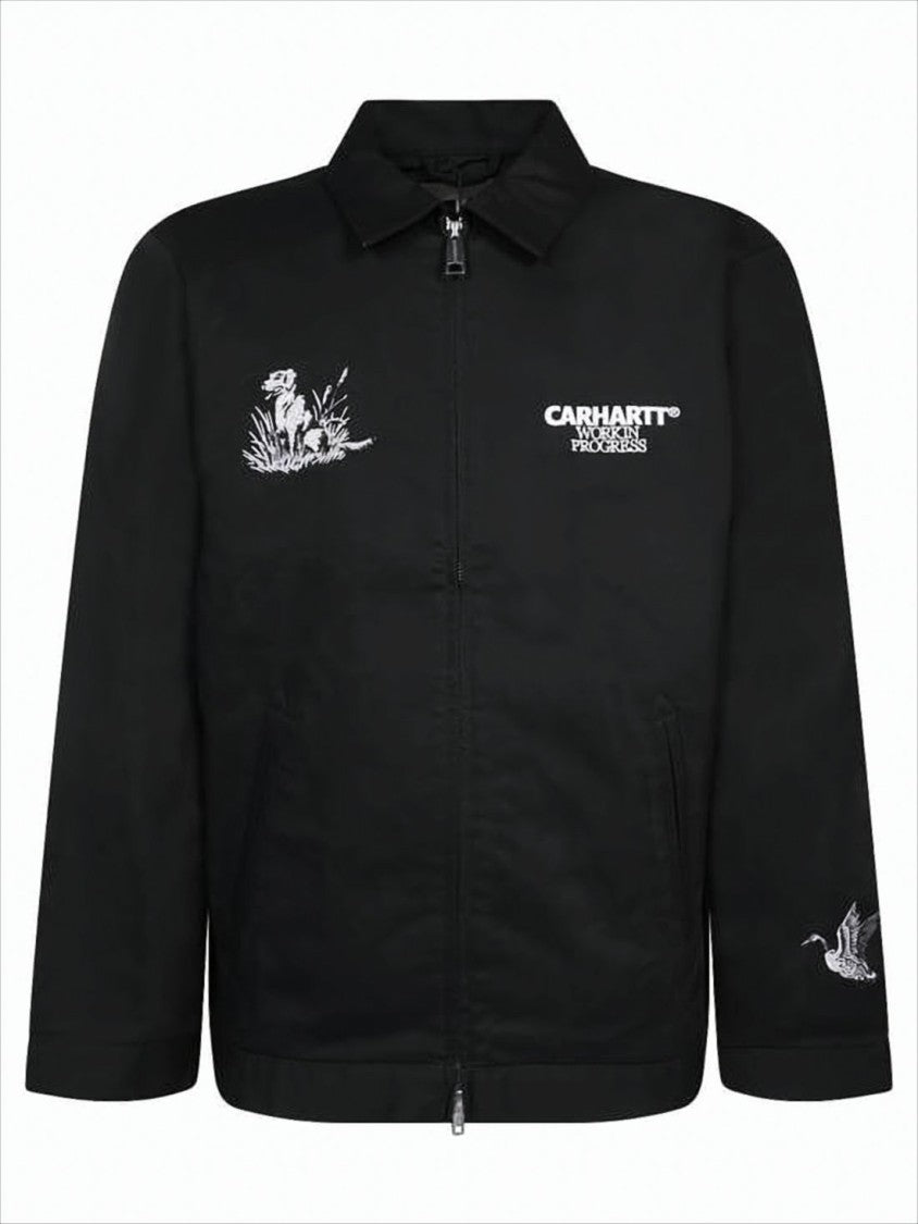 Black Jacket with Structured Collar and Intricate Embroidery
