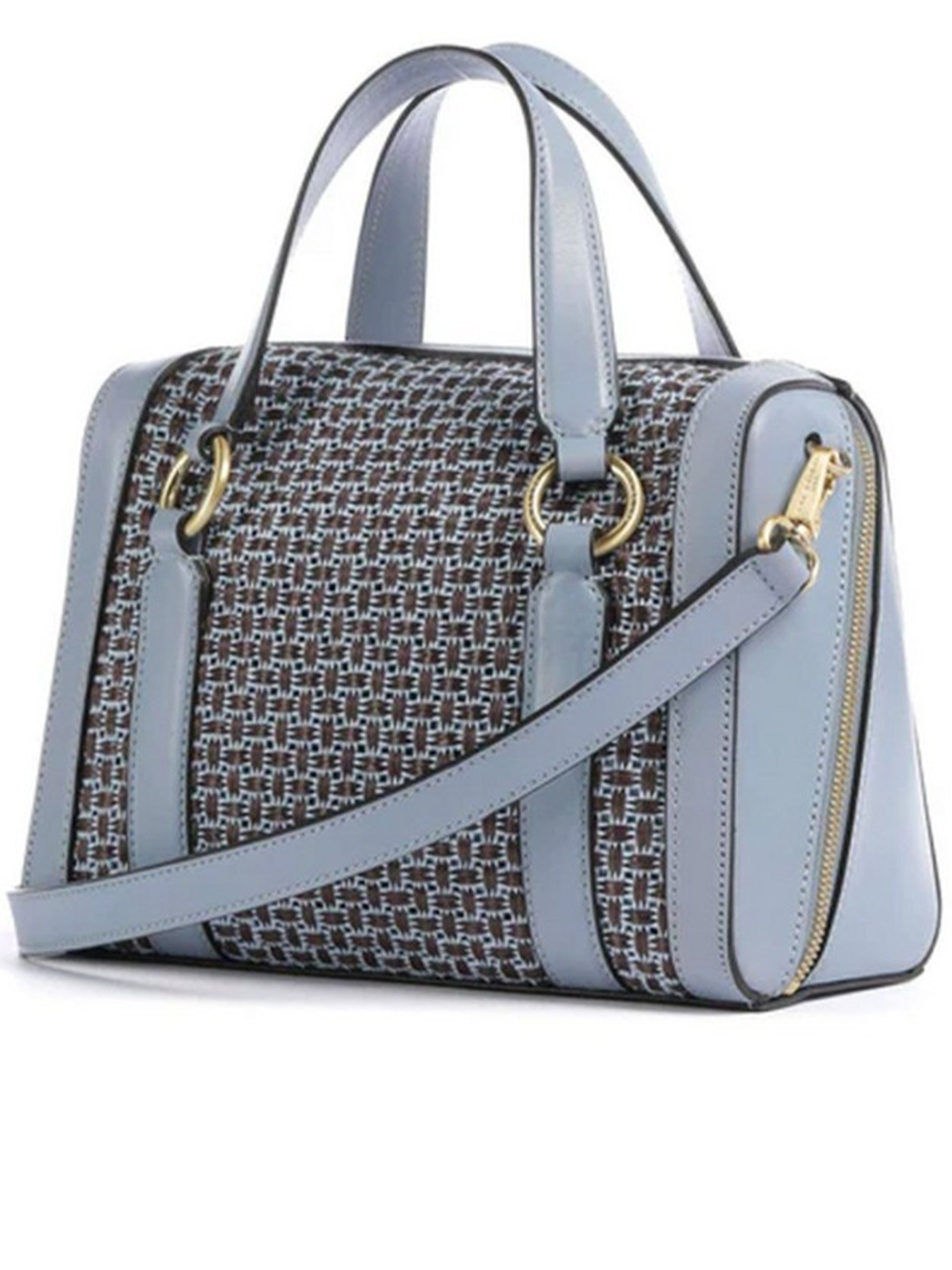 Blue Handbag W/Shoulder Geometric Canvas Handbag