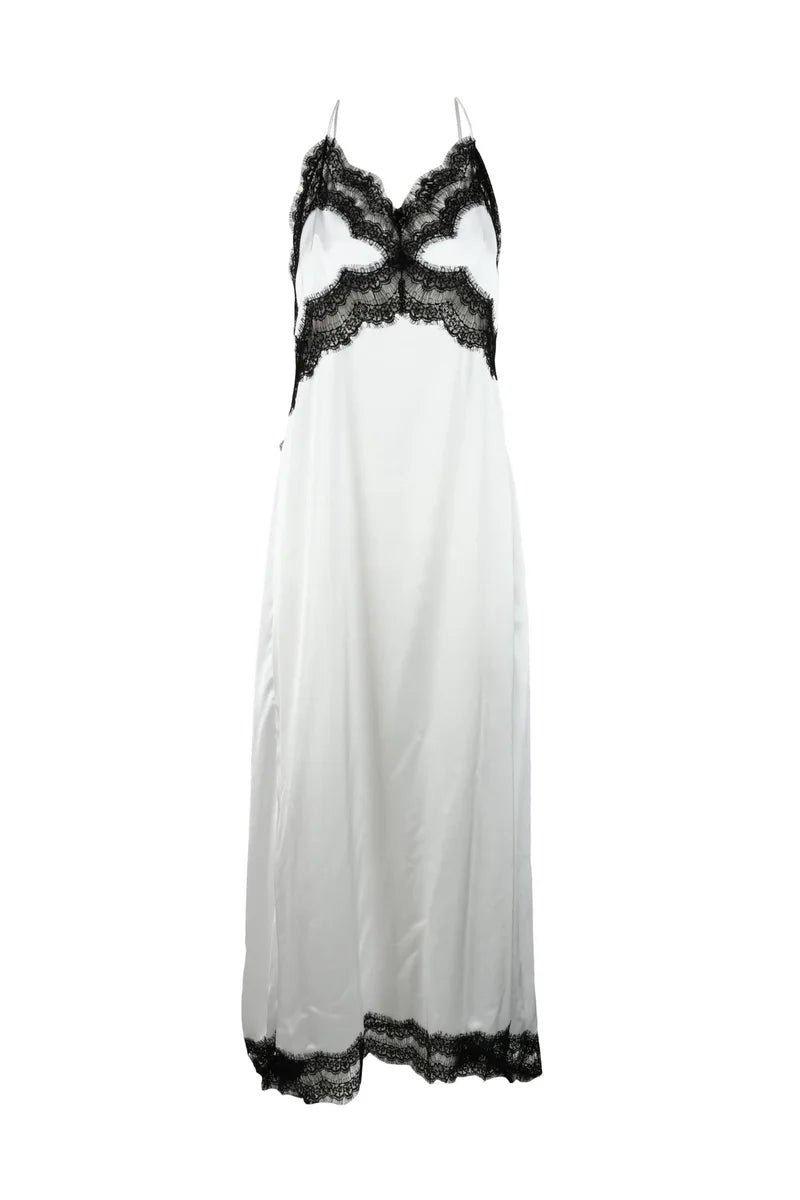 Long Slip Dress - White/Black