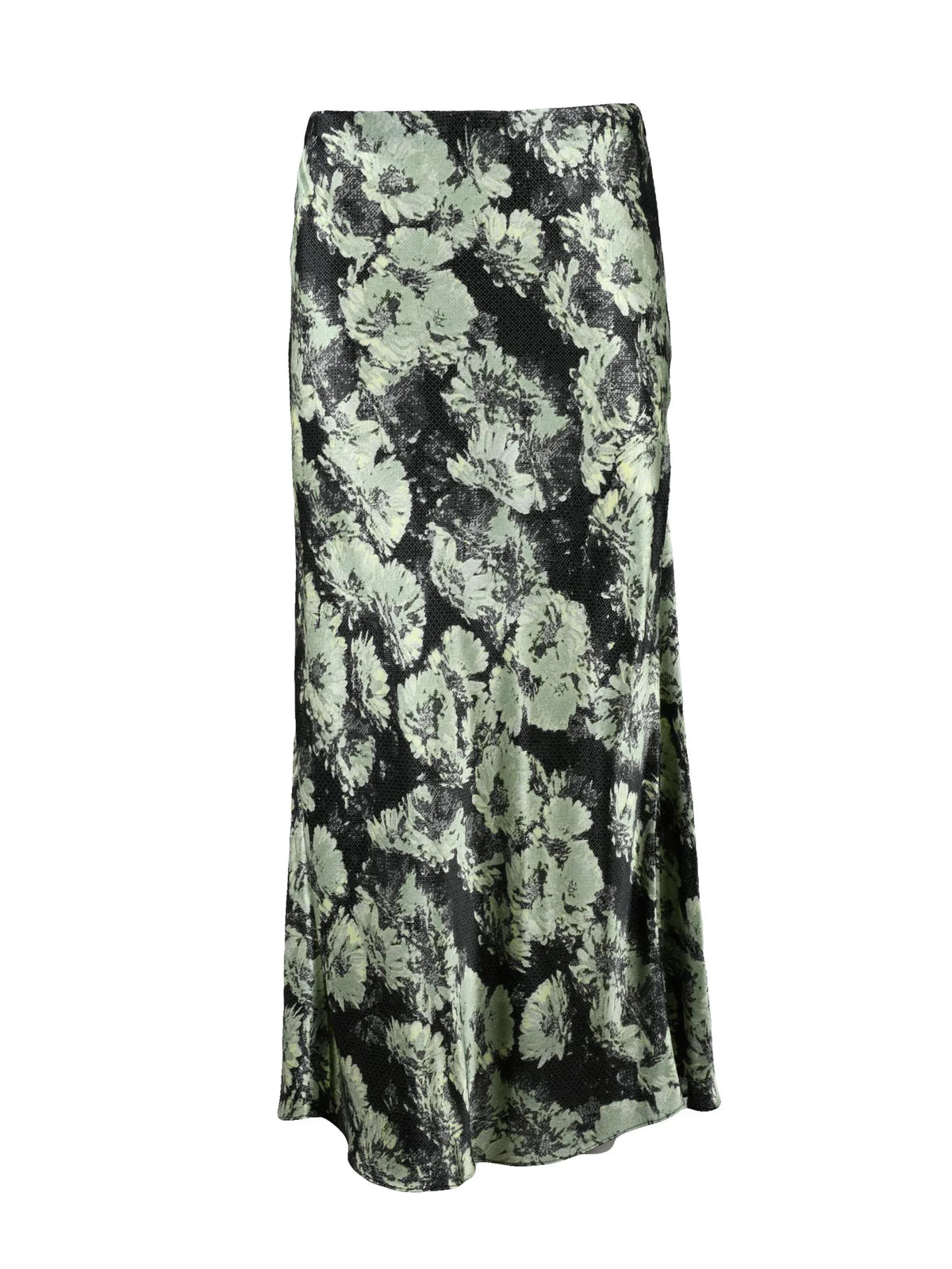 Green Black Viscose Women Satin Skirt