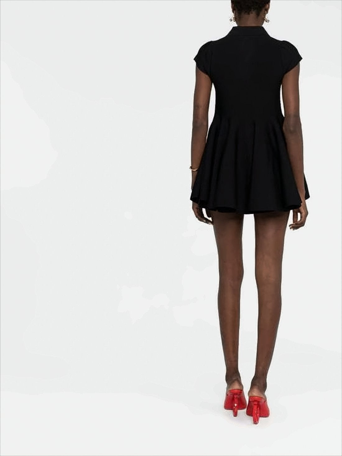 Flared Mini Dress with Classic Polo Collar