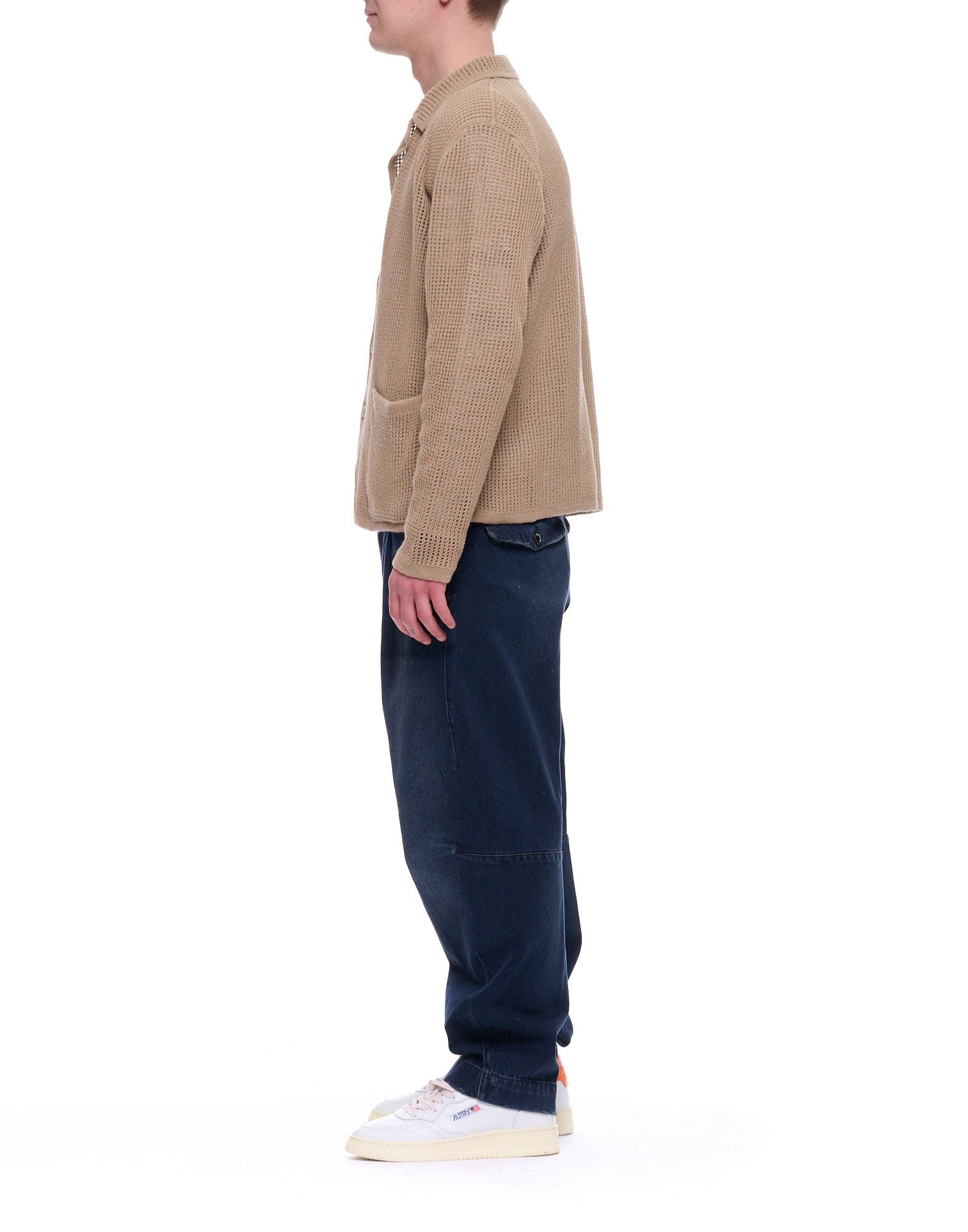 Sand Relaxed Fit Cotton Acetate Mesh Cardigan
