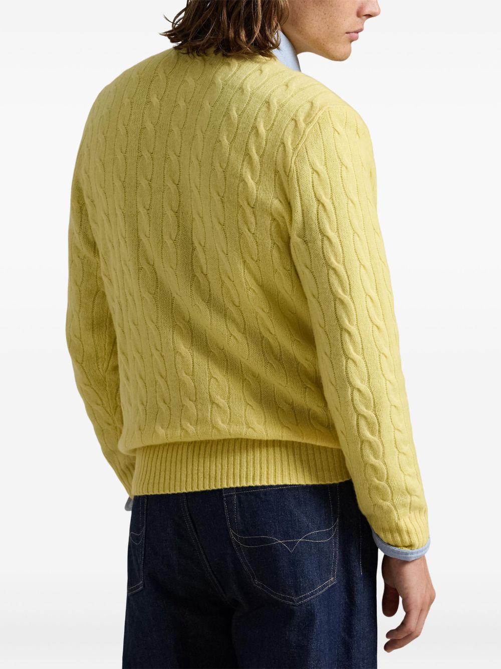 Cable-Knit Wool Cashmere Sweater With Classic Crewneck