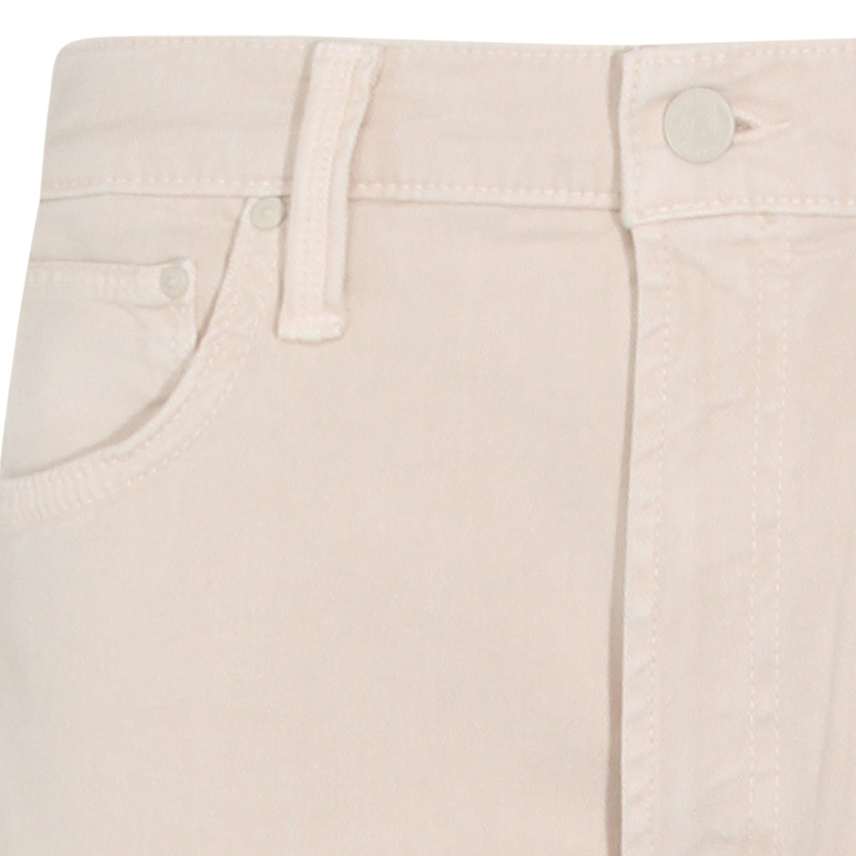 High Waist Beige Cotton Straight-Leg Jeans