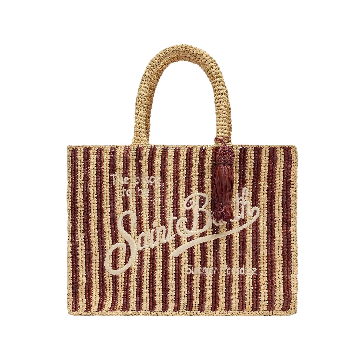 Rectangular Woven Tote Bag with Textured Logo