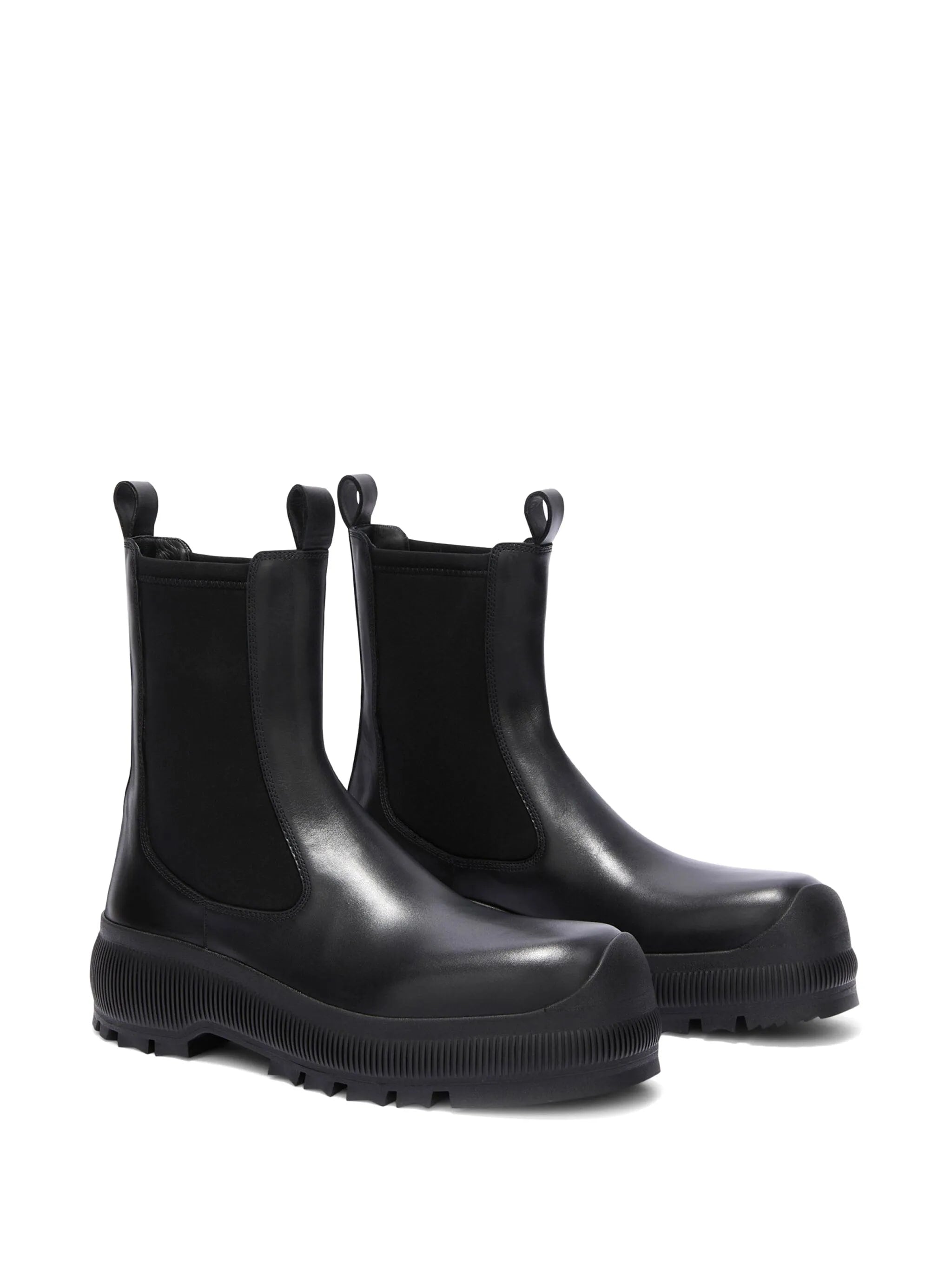 Black Chelsea Vibram Sole Leather Boots