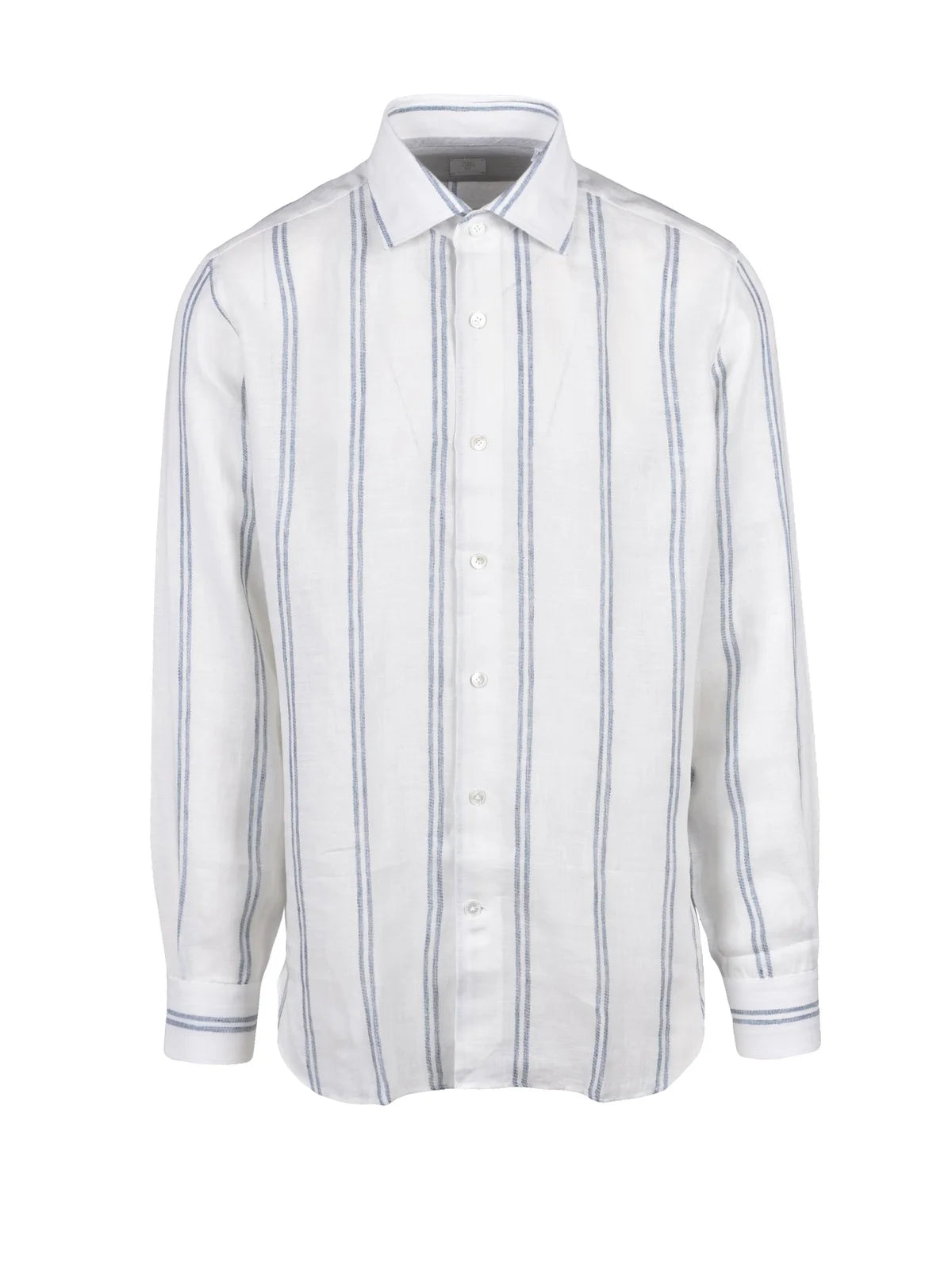 White Blue Linen Gauzed Shirt
