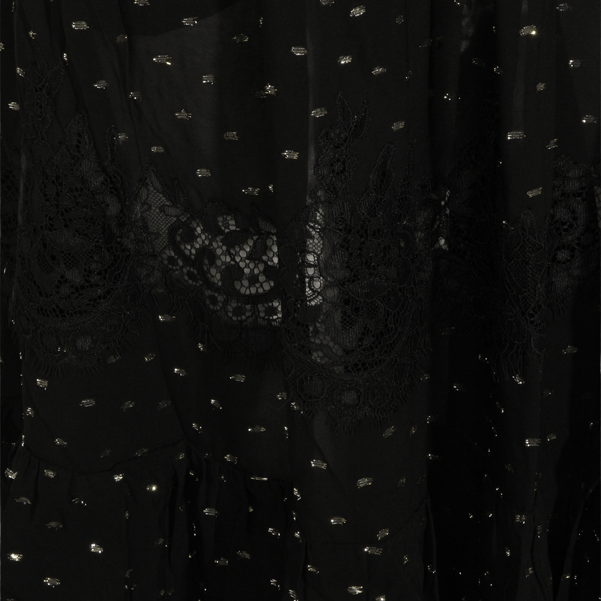 Flowy Black Maxi Skirt with Lace Detailing