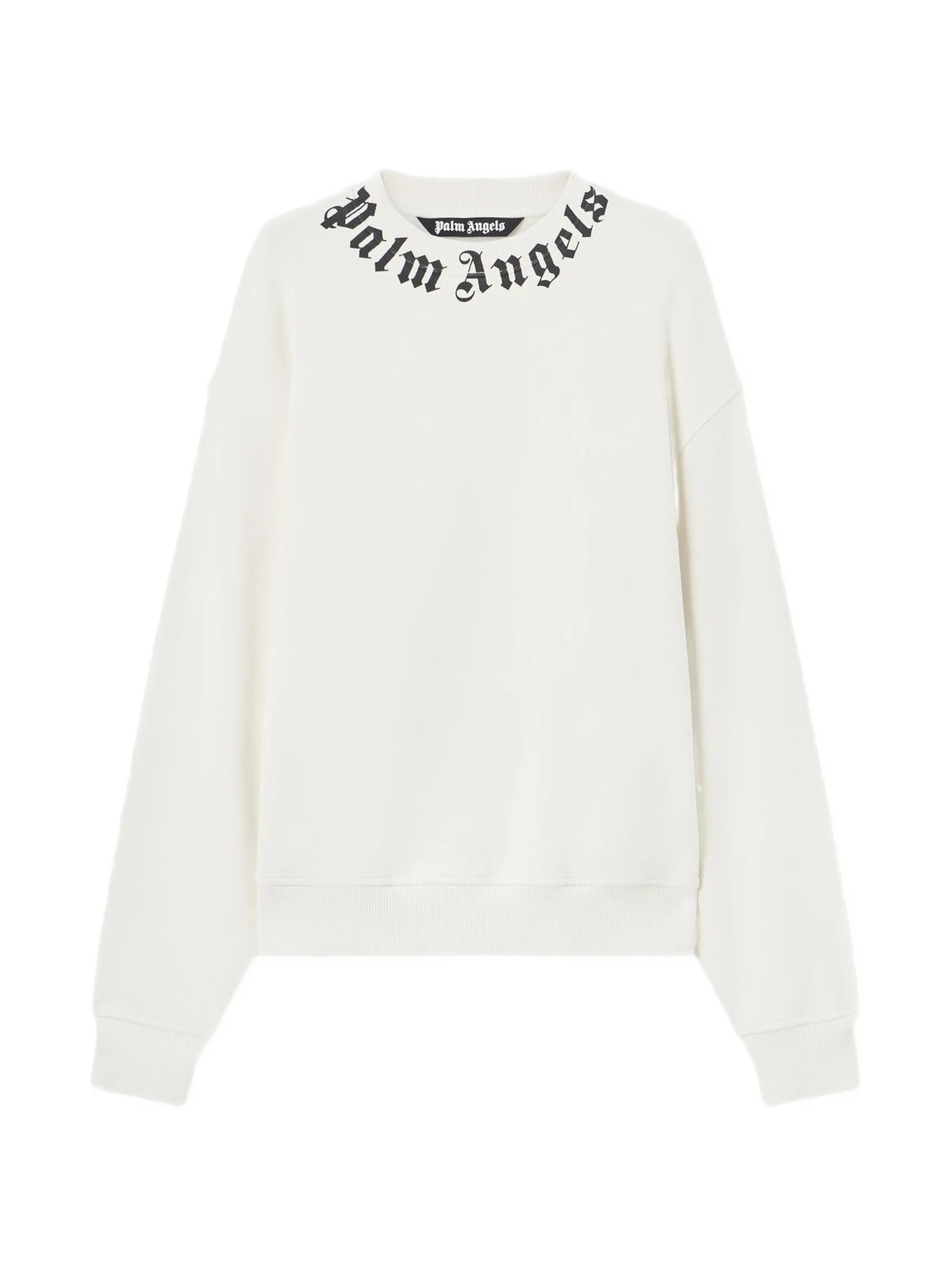 White Neck Logo Regular Cotton Sweatshirt