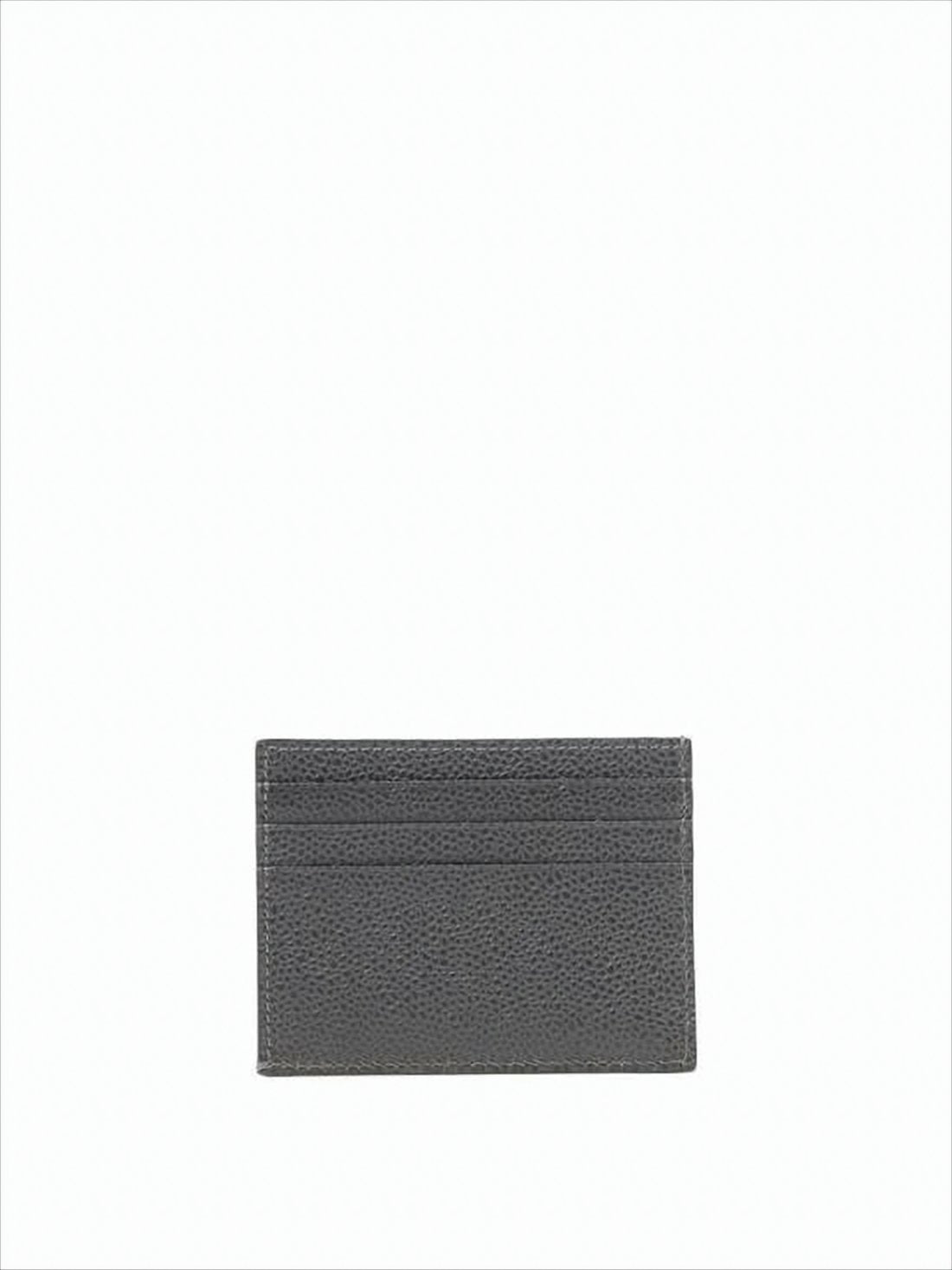 Textured Cowhide Leather Cardholder with Striped Tab