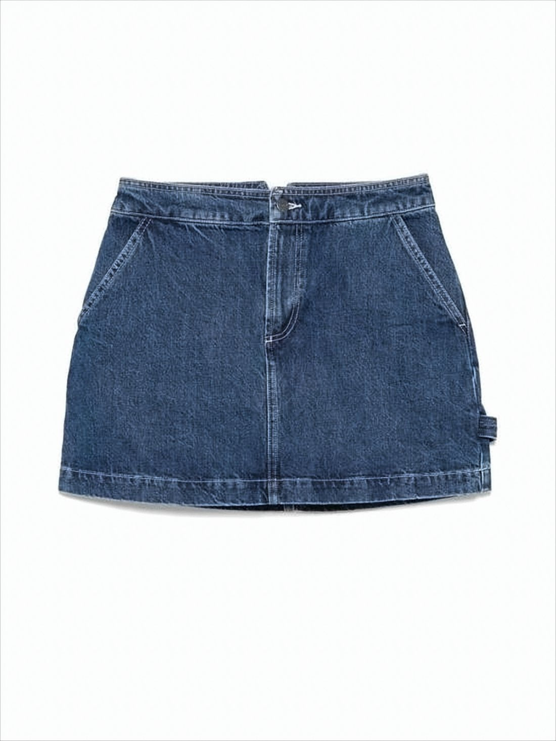 A-Line Denim Skirt with Front and Back Pockets