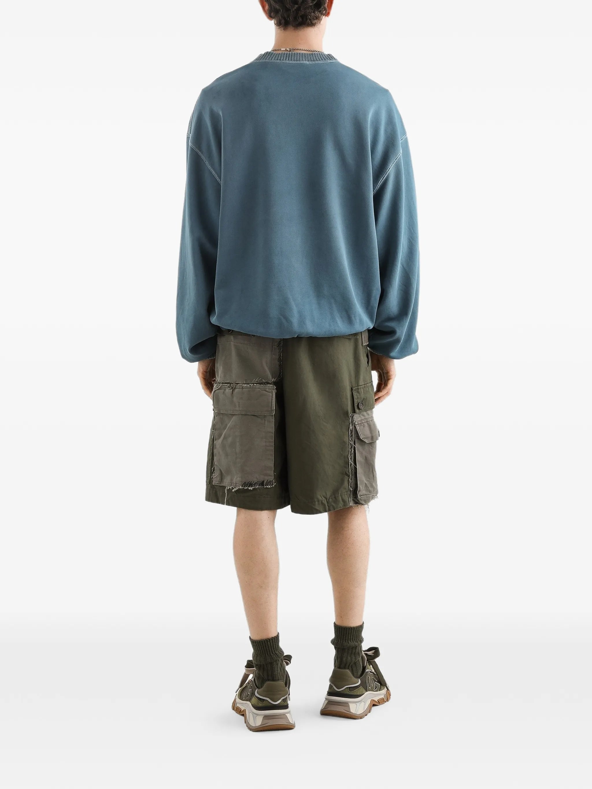 Washed Blue Relaxed Fit Leopard Sweatshirt