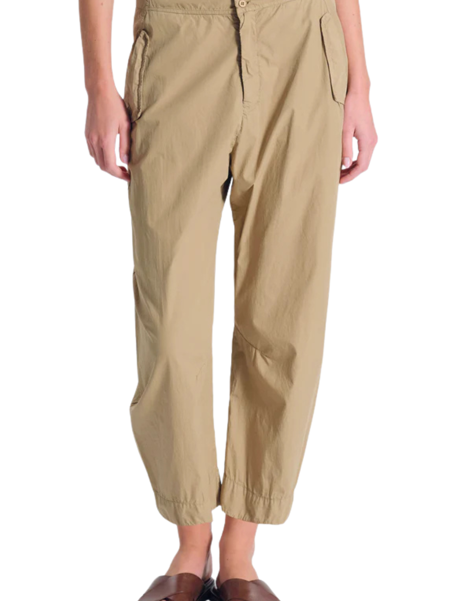 Women’s Baggy Pants In Cotton Poplin Nut