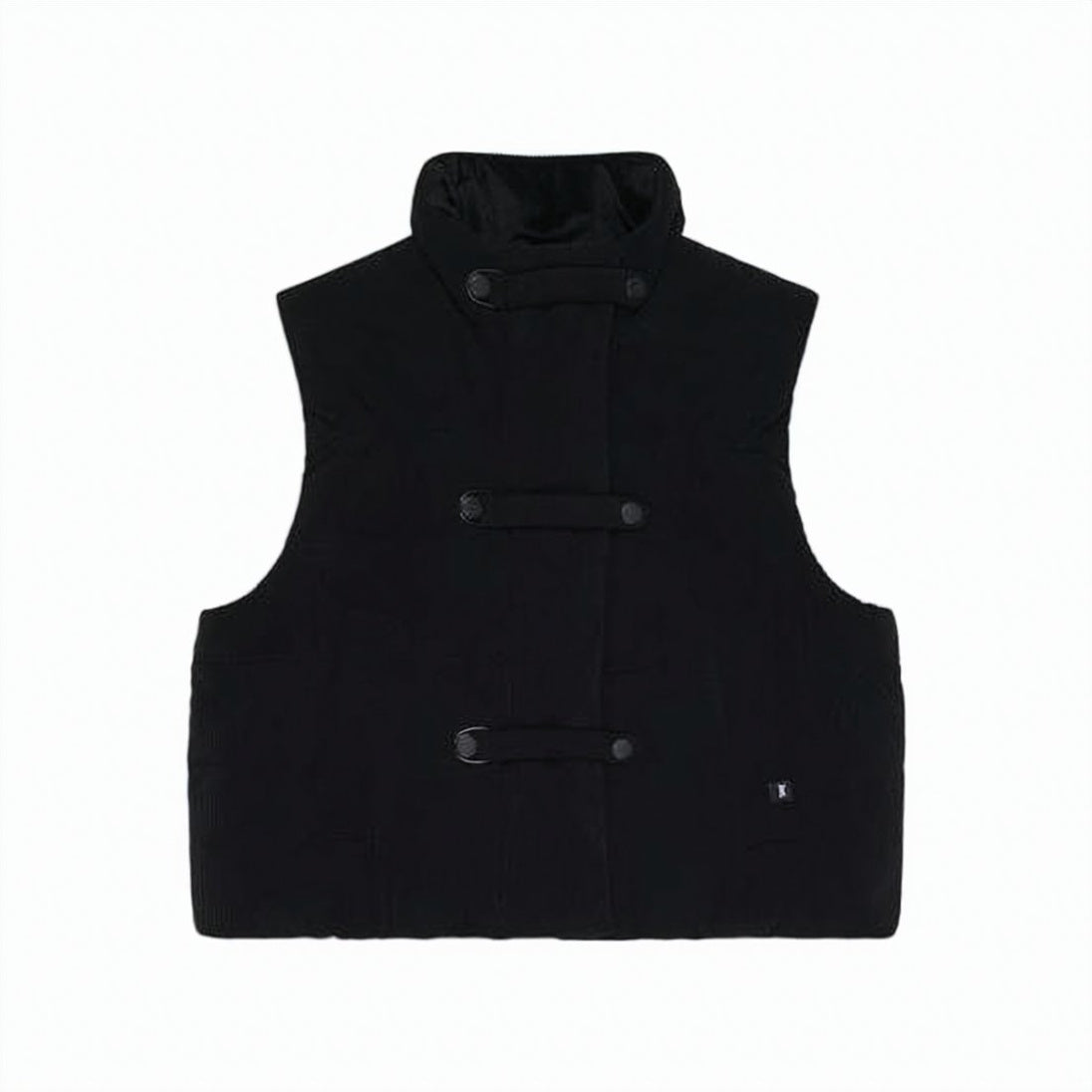 Cropped Black Sleeveless Padded Vest