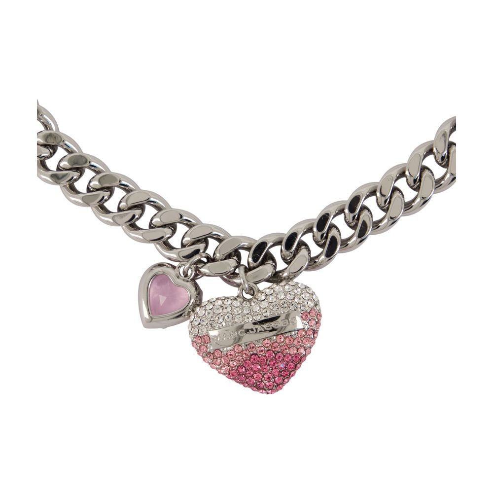 Heart Balloon Pave Necklace - Metal - Silver