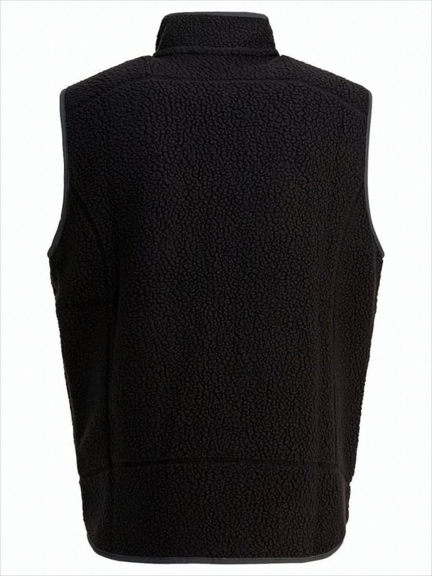 Textured Fleece Vest with High Collar