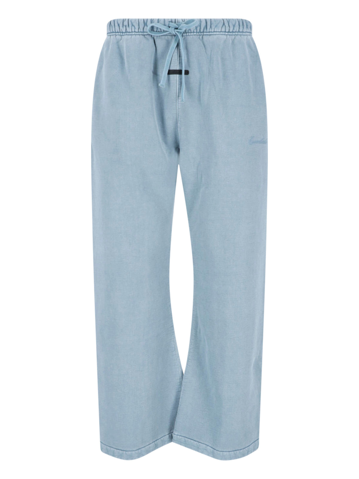 Beige Relaxed Wide-Leg Tonal Embroidered Trousers