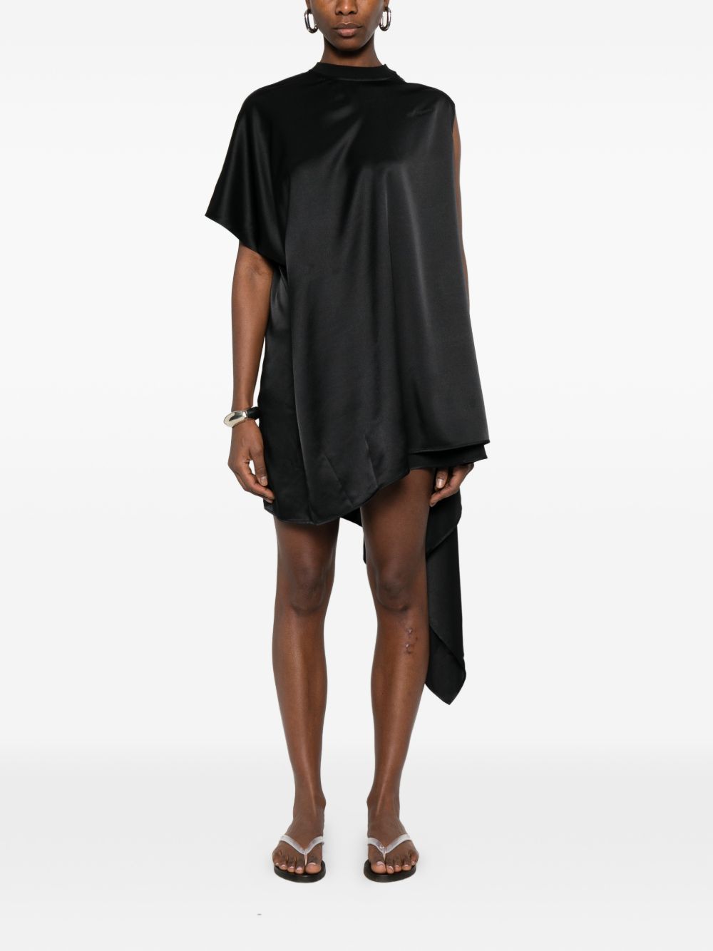Asymmetric Draped Mini Dress