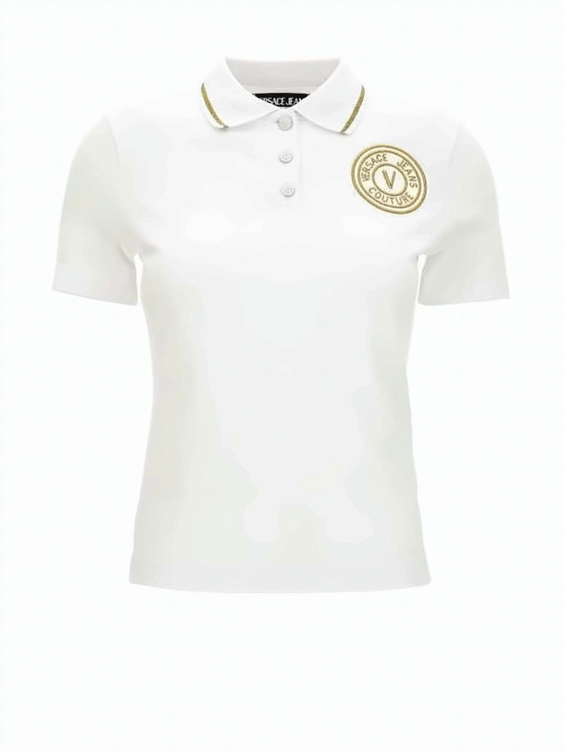 Short-Sleeved Polo Shirt with Gold Trim