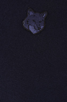 Cropped Wool Cardigan With Royal Blue Accents