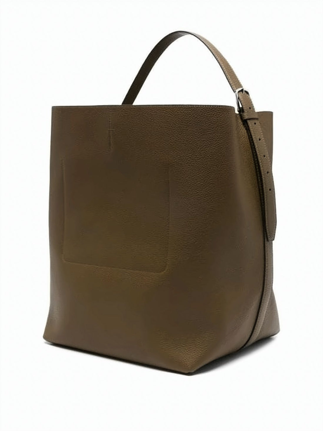 Textured Cowhide Leather Shoulder Bag with Adjustable Strap