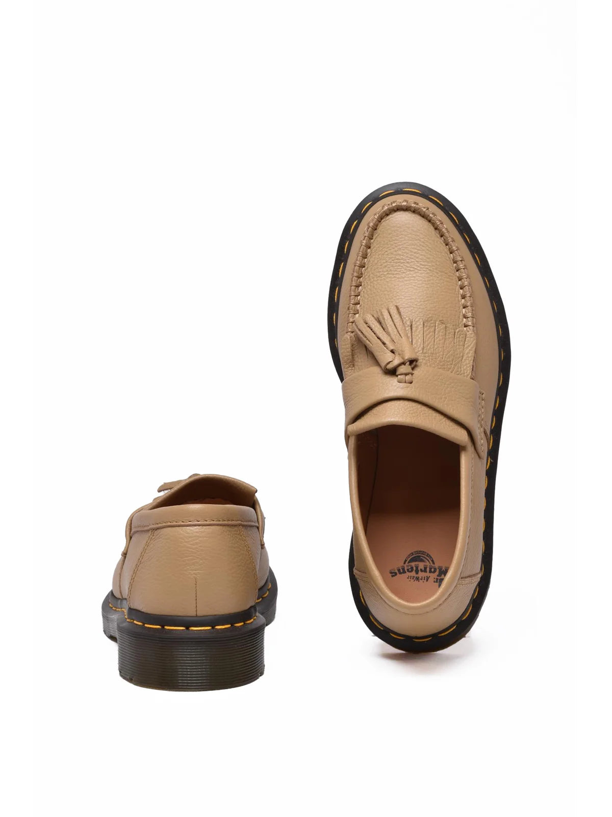 Beige Leather Adrian Loafers With Decorative Fringe