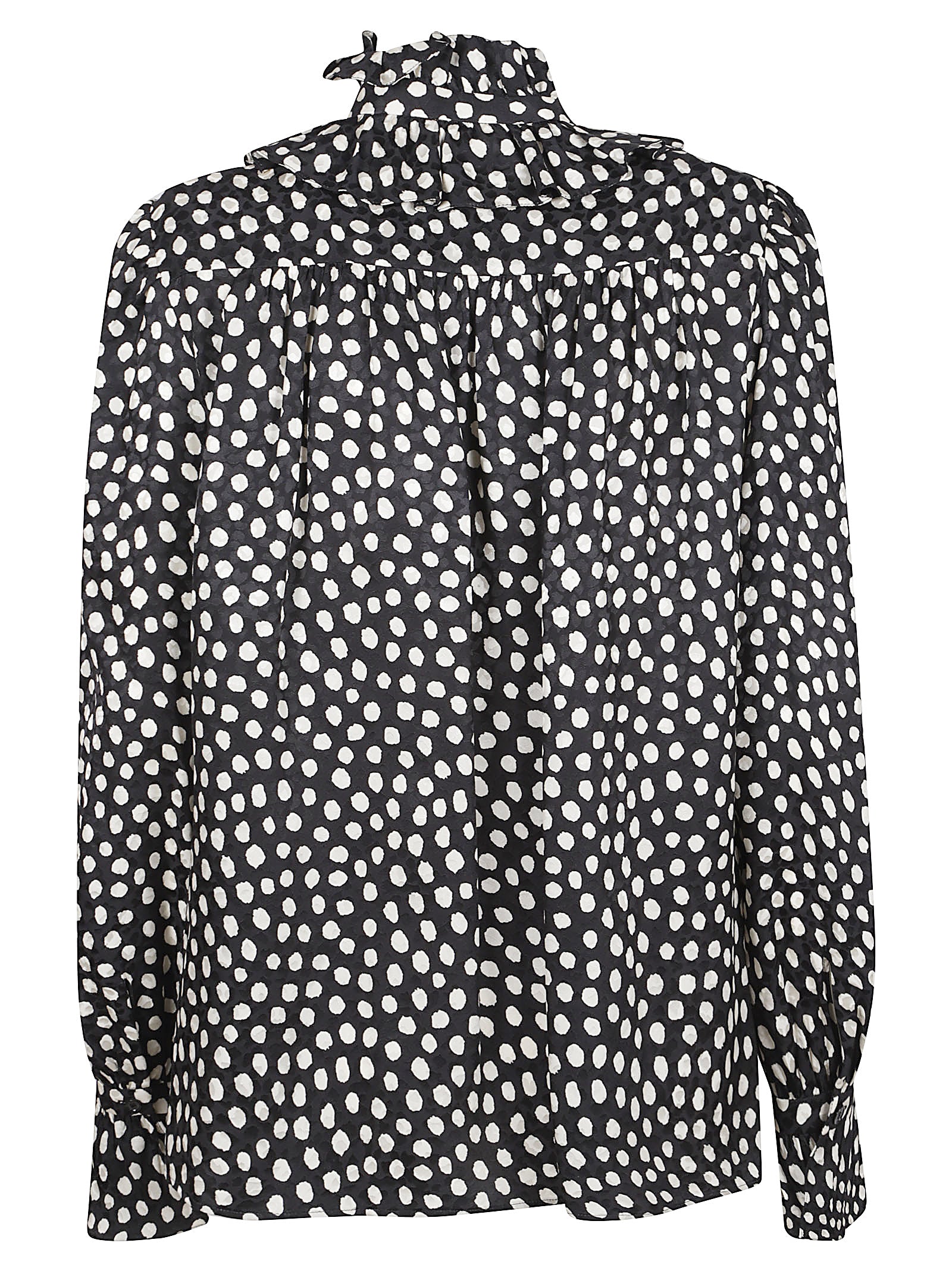 Silk Jacquard Blouse with Ruffles