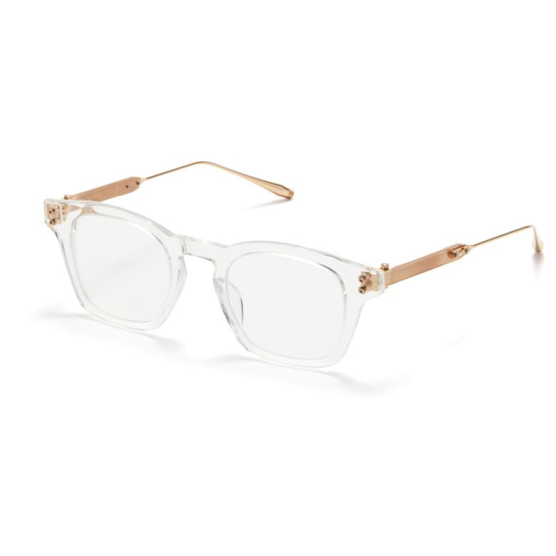 Akx-418 Transparent Square Frame Eyeglasses with Gold-tone Temples