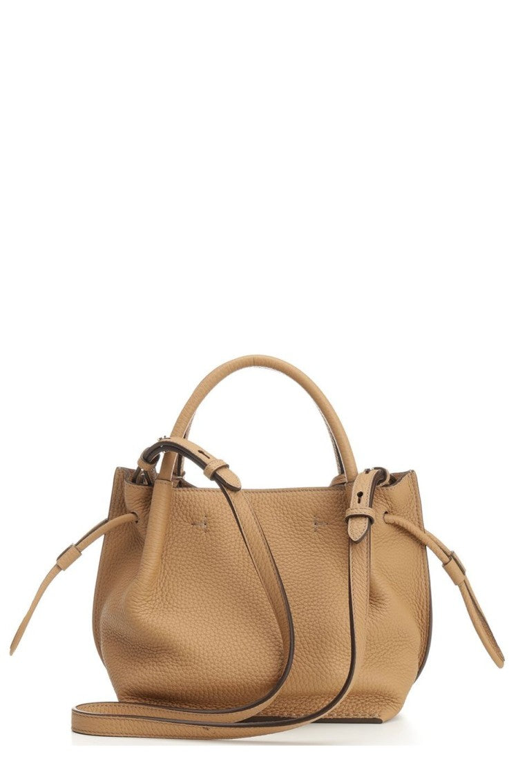 Textured Leather Tote Bag with Rounded Silhouette