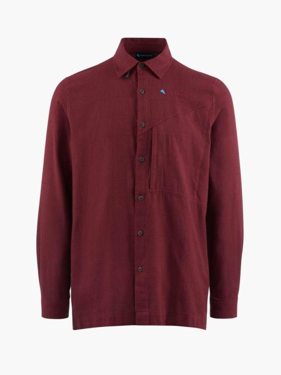 Long-Sleeved Burgundy Shirt With Classic Collar And Chest Pocket